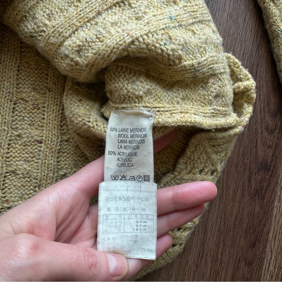 Vintage Alain Manoukian Italy Merino Wool Sweater Turtleneck Lace Cable Knit - Picture 12 of 17